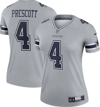 Women's Dak Prescott Gray Dallas Cowboys Inverted Legend Jersey