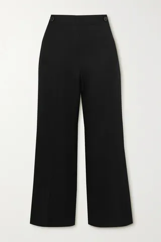 Chloé - Cropped Wool And Linen-blend Flared Pants - Black