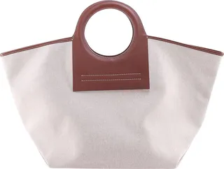Canvas shoulder bag with leather details