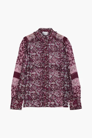 Ilana ruffle-trimmed printed silk shirt