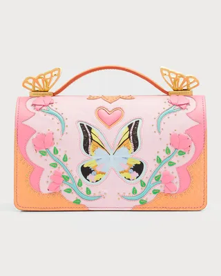 Mariposa Studded Flower Leather Shoulder Bag