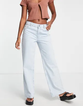ASOS DESIGN cotton blend relaxed dad jean in icy blue wash - LBLUE