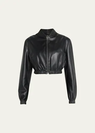 Leather Mini Bomber Jacket