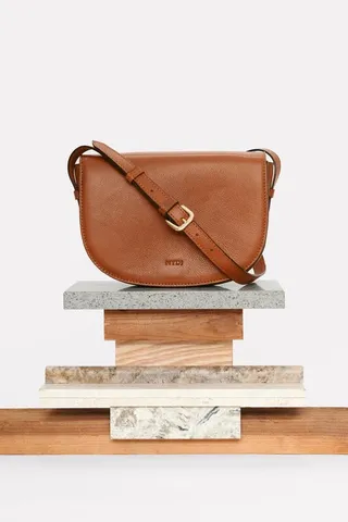 NYDJ Leather Half Moon Crossbody Bag - Brown