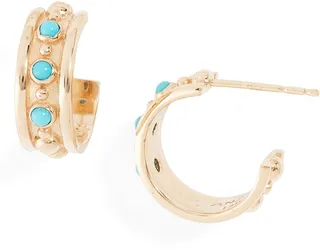 Dew Drop Marine Huggie Hoop Earrings