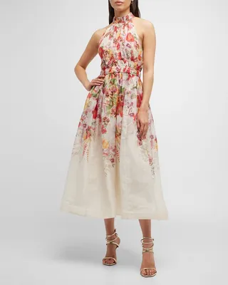 Wonderland Floral Halter Midi Dress