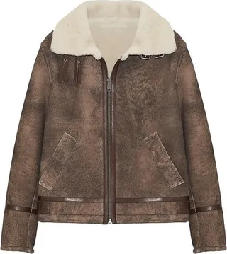 Merino shearling and vintage leather jacket