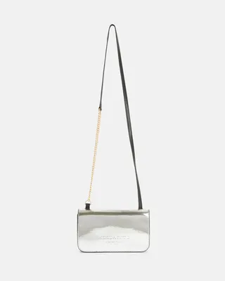 Ludivine Metallic Leather Crossbody Bag - Silver