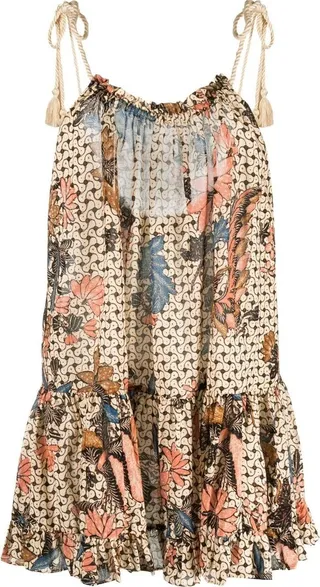 Trula graphic-print tiered minidress