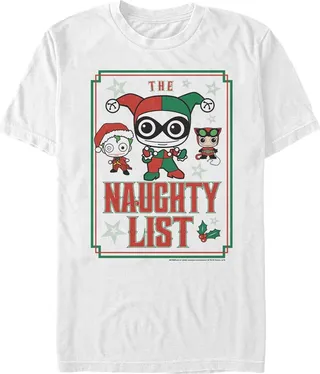 Men's Batman Christmas Naughty List T-Shirt - White - 3X Large