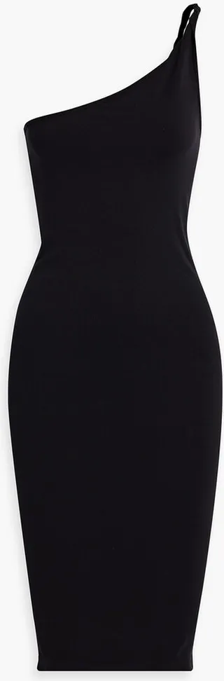 One-shoulder twisted stretch-jersey dress