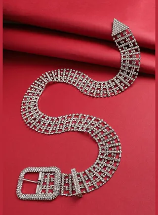Silver Plated Designer Stone Party Wear Waist Belt For Women