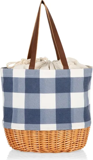 Picnic Time Coronado Canvas and Willow Basket Tote Bag