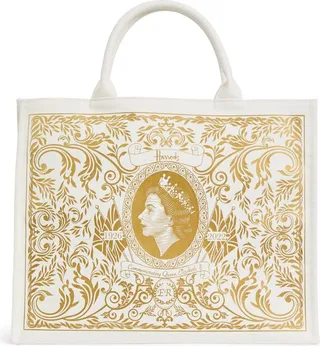 Harrods Large Cotton Elizabeth Ii Commemorative Tote Bag