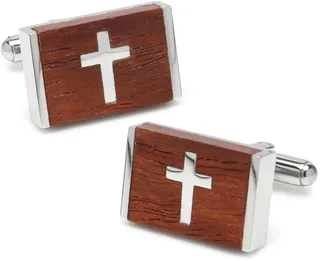 Ox Bull & Trading Co Wood Cross Cufflinks