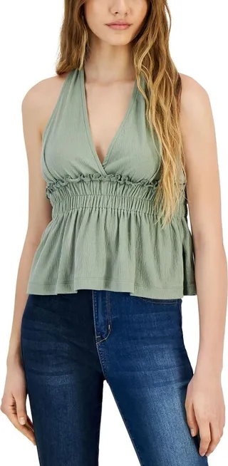 Womens Knit Smocked Halter Top