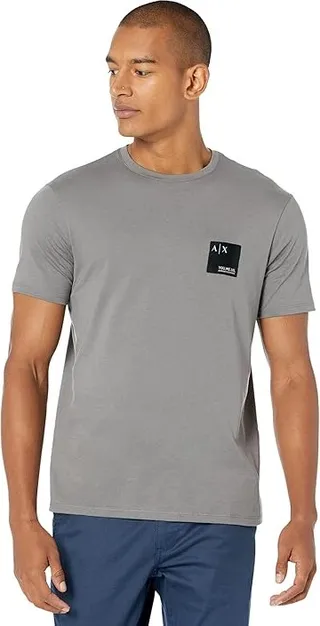 Armani Exchange Logo Patch Tee (Smoked Pearl) Men's Clothing
