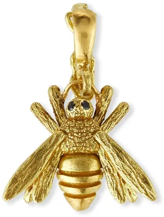 18k Yellow Gold Bee Charm with Black Diamonds