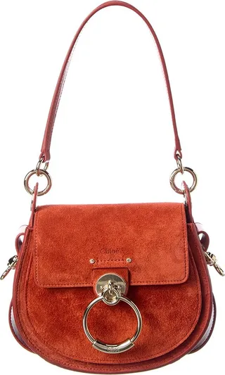 Chloé Tess Small Leather & Suede Shoulder Bag
