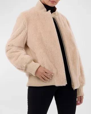 Cashmere Goat Shearling Bomber Jacket