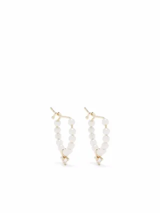 14kt Yellow Gold Baby Pearl Hoop Earrings