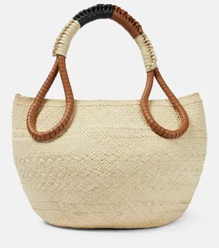 Medium raffia tote bag