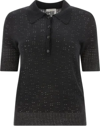 Chloé Crochet Short-Sleeved Knitted Polo Shirt