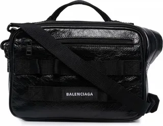 Black Army Leather Cross Body Bag