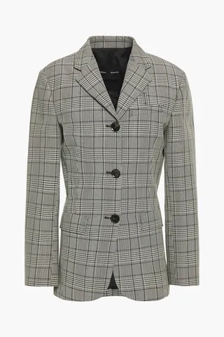 Prince of Wales checked wool-blend blazer