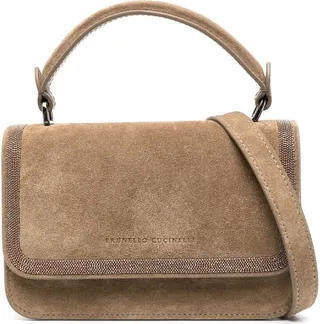 Monili-chain suede crossbody bag
