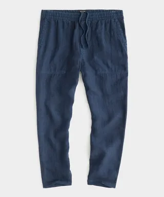 Italian Linen Beach Pant in Navy Batik