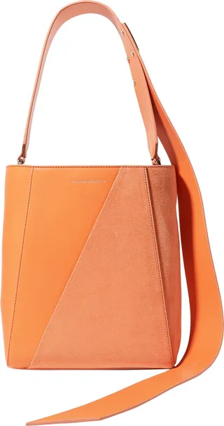 Buck Stripe small leather and suede shoulder bag