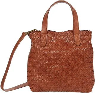 Madewell The Small Transport Crossbody: Woven Leather Edition (Burnished Caramel) Handbags