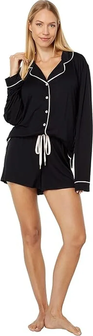 Honeydew Intimates All American Jersey Shortie PJ Set (Black) Women's Pajama Sets