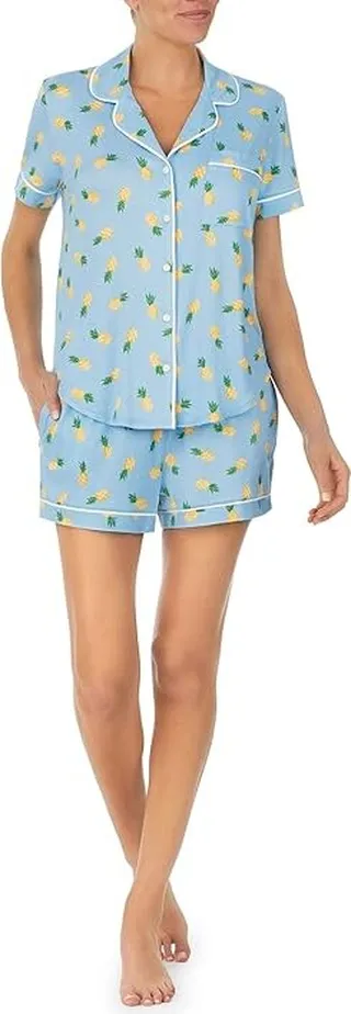 Kate Spade New York Brushed Jersey Short Sleeve Short PJ Set (Pineapple Toss) Women's Pajama Sets