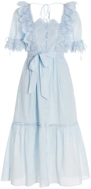 Self-Portrait Floral Broderie Midi Dress