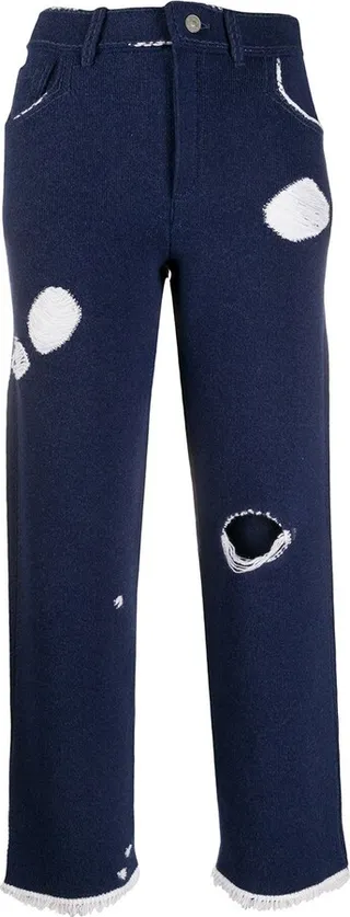 Denim-Inspired Knitted Boyfriend Trousers