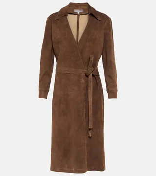 Ross suede wrap midi dress