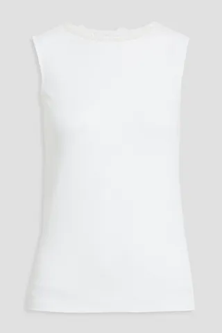 Sequin-embellished cotton-blend jersey tank