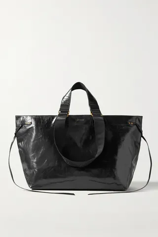 Isabel Marant - Wardy Crinkled Patent-leather Tote - Black