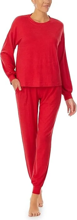 Sanctuary Long Sleeve Popover and Joggers PJ Set (Red Marl) Women's Pajama Sets
