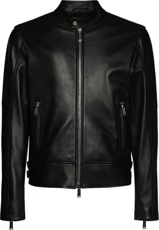 Biker leather bomber jacket