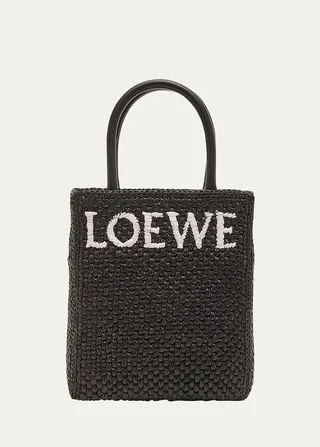 Logo North-South Raffia Tote Bag