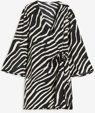 Satin Wrap-front Dress