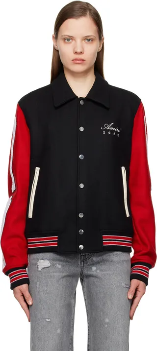 AMIRI Black & Red Bones Bomber Jacket