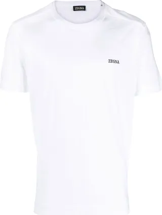 White Logo Embroidered T-Shirt
