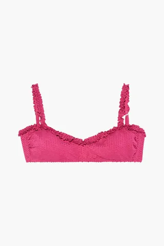 Scales Margot ruffle-trimmed laser-cut bikini top