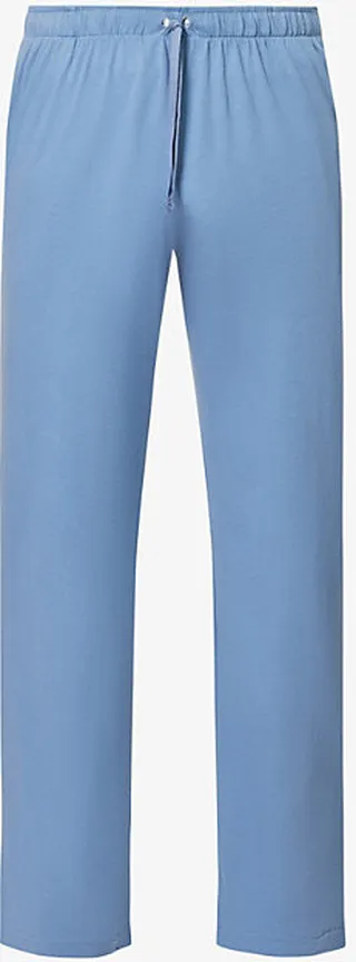 Mens Bluestone2 Straight-leg Drawstring-waist Cotton-blend Pyjama Bottoms
