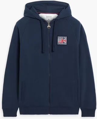 Appliquéd cotton-fleece zip-up hoodie