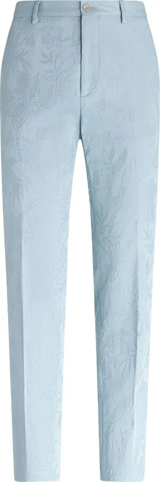 Jacquard-Patterned Slim-Cut Trousers